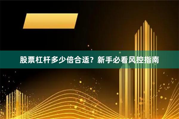 股票杠杆多少倍合适？新手必看风控指南